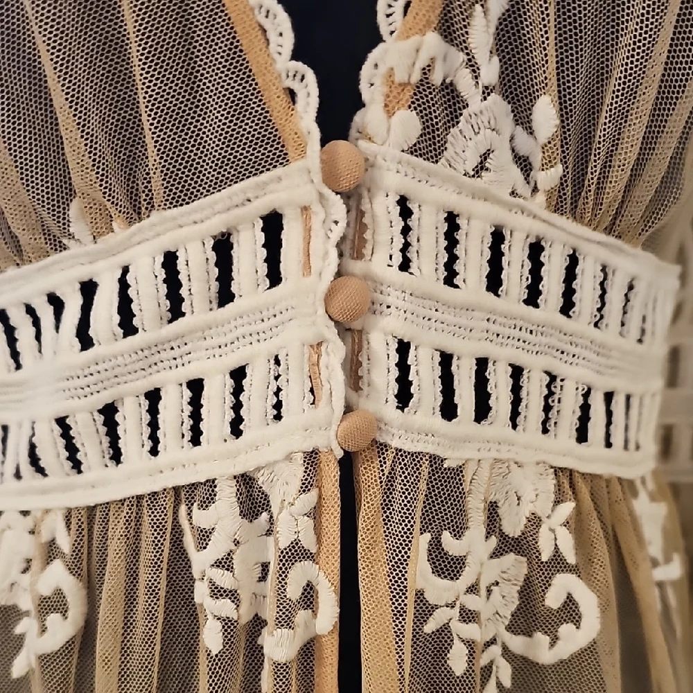 Forever 21 Cream Floral Lace Maxi Duster Kimono - Picture 5 of 9